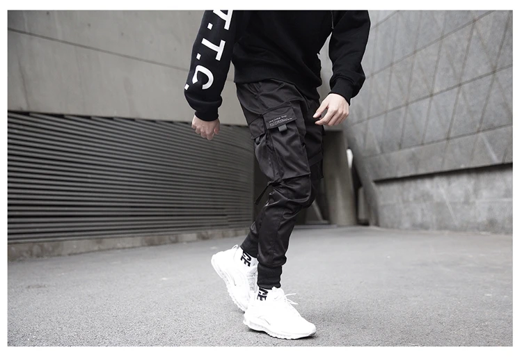Kpop мотоциклетные штаны хип-хоп модные Джоггеры мужские черные повседневные брюки harajuku modis pantalones уличная Светоотражающая techwear
