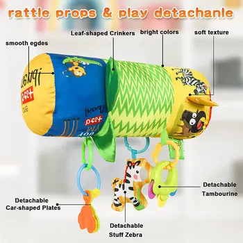 Baby Pillow Toy with Detachable Rattle Soft Crawl Roller Einstein Tummy Time Toy for Baby Reef Prop Pillow Toys Infants Toddlers 3