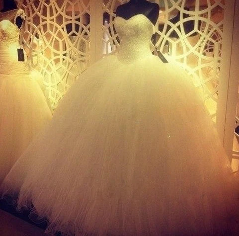 

2015 Vestidos de Novia Luxury Princess Sweetheart Pearl Beaded Tulle Ball Gown Wedding Dress bride dresses