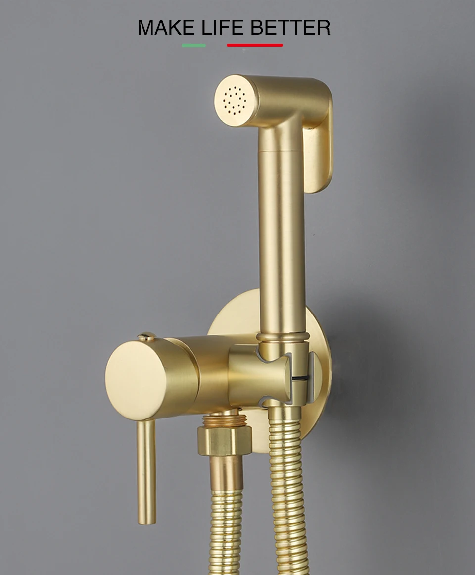 Description Picture 3 of itemULA Hygienic Shower Brass Bidet Faucet Gold Toilet Bidet Sprayer Hot Cold Water Mixer Handheld for toilet washing Bidet Sprayer