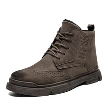 Высококачественные мужские ботинки в винтажном стиле; популярные однотонные ботильоны; сезон осень-зима; Мужская модная обувь на шнуровке; Мужская обувь; botas De Hombre 1