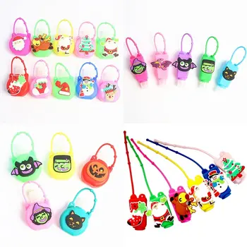

Cute Cartoon Silicone Hand Sanitizer Pocketable Holder With Empty Bottle Halloween Christmas hand sanitizer cover 30ml ^^