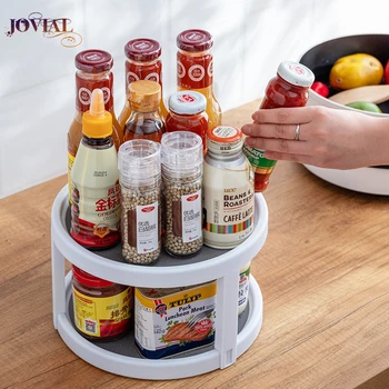 

Storage Rack Kitchen Accessories Organizer New PP Function Rotary Seasoning Bottle Fruit Tray Arrangement Double-layer Durable