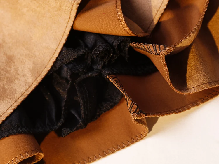 Осенне-зимние женские с высокой талией трапециевидная мини-юбка Корейская версия однотонная замшевая плиссированная юбка в стиле преппи Студенческая юбка для девочек