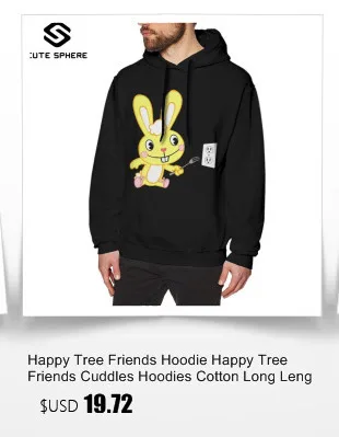 Happy Tree Friends худи Happy Tree Friends Cuddles хлопковые длинные пуловеры худи XXL черные уличные толстовки
