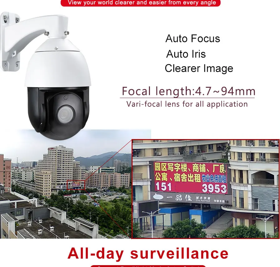 CCTV Outdoor IP66 Speed Dome PTZ Camera 960H 20X ZOOM RS485 IR 200M Laser LEDS 