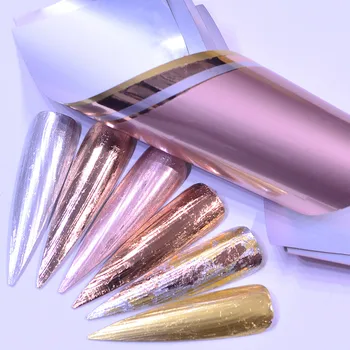 

5PCS/Pack Rose Gold Holographic Nail Foils Starry Sky Glitter Nail Art Transfer Stickers Paper Nail Art Tips