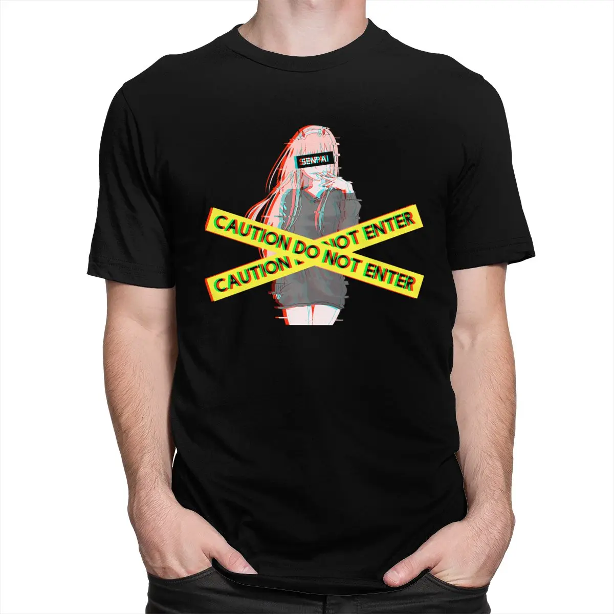 Kawaii Zero Two T Shirt for Men Cotton Leisure T-shirt Short Sleeves Anime Manga TV Show Tee Darling In The Franxx Tshirt Gift | Мужская