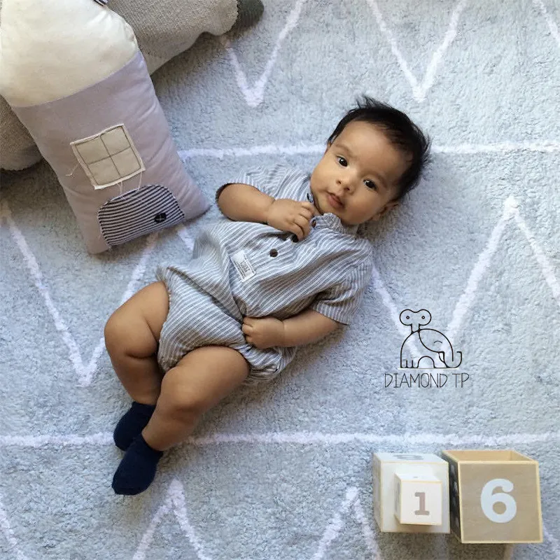 Nordic Children Carpet 150x110cm Fringed Wavy Cotton Floor Mat Baby Play Rug Carpets for Living Room Baby Photo Background Pad