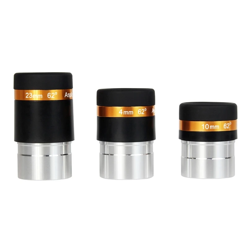 

New 3Pcs 1.25 inch Aspheric Eyepiece Telescope HD Wide Angle 62 De 4/10/23Mm Fully Coated for Astronomy Telescope