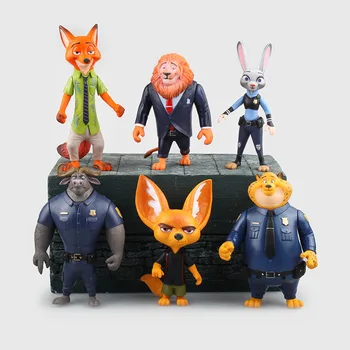 

6pcs/set Disney Zootopia Rabbit Judy Cop Fox Nick 10-12cm PVC Action Figure Model Toys Desktop Decoration X4655