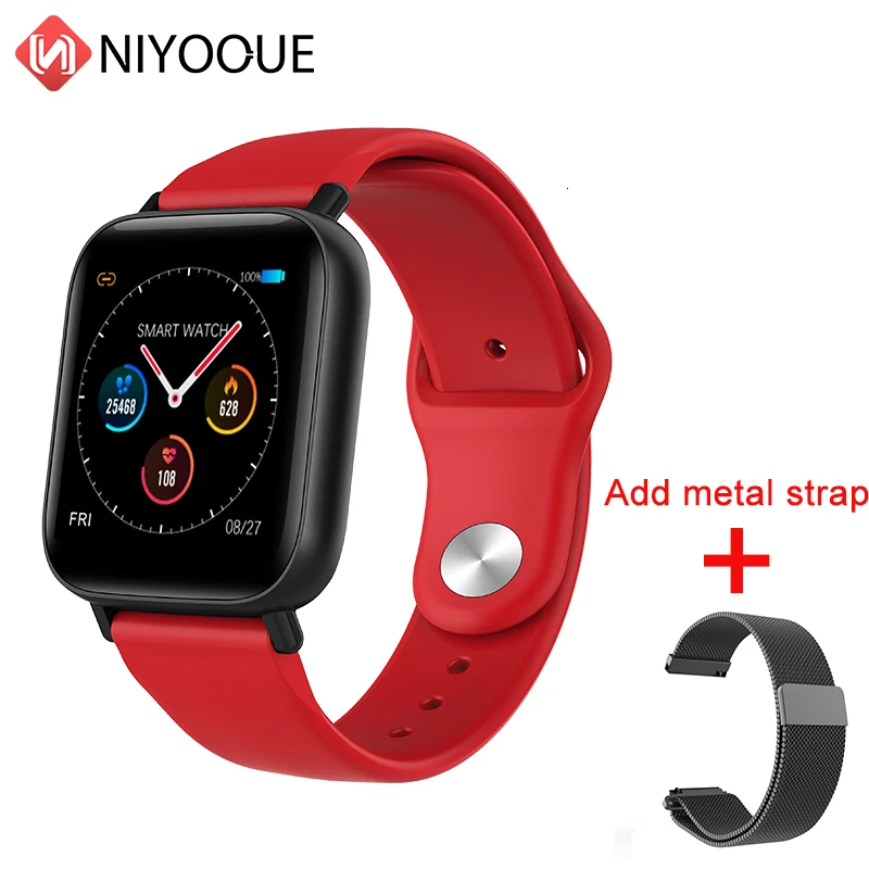 Add meatl strap Q10 Смарт-часы фитнес-трекер для измерения сердечного ритма ремешок для мужчин и женщин полный сенсорный экран сменный IP67 Водонепроницаемый Smartwatch - Цвет: Add meatl strap