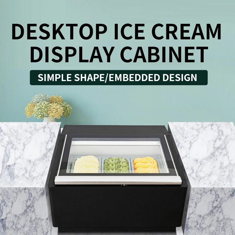 3-tray Ice Cream Display Cabinet Desktop Direct Cooling Ice Display Freezer Small Ice Cream Cabinet 2