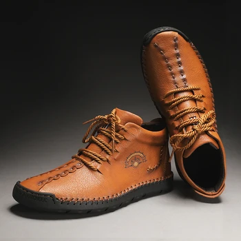 

2019 Autumn Winter Men Shoes High Tops Vintage Leather Boots Men's Breathable Comfortable Casual Shoes Male Sneakers Size 39-44