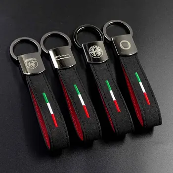 

Horseshoe Italian flag Car key chain leather Keyring for For Fiat 500 Alfa Romeo 156 Giulietta Mito Spider GT Abarth Palio Stilo