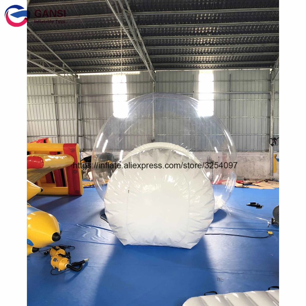 Free shipping customized size inflatable dome tent with entrance clear inflatable bubble tent for camping