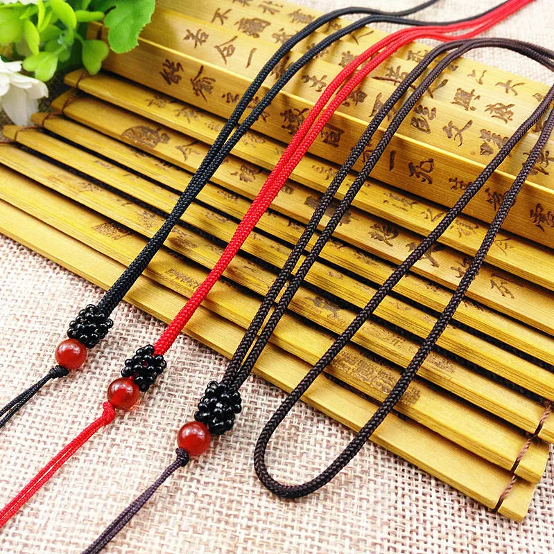 Pearl Hat Red Agate Necklace Men and Women's Purely Manual DIY Accessories Jade Pendant Wax Rope | Украшения и аксессуары