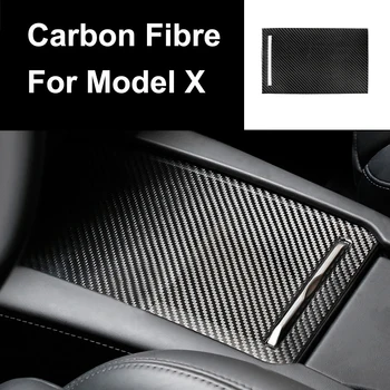 

Car Console Storage Box Panel Cover Trim for Tesla Model X 2014-2019 Auto Carbon Fiber Protective Stickers Decors Accessories