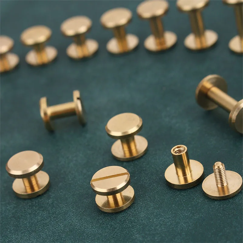 One Piece 8*4*18mm Double Flat Wallet Bag Brass Belt Screw Rivet DIY Handmade Fastener Hardware Leather Chicago Craft Part | Обустройство