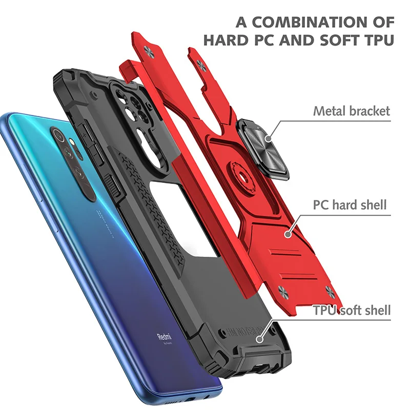 for Xiaomi Redmi Note 8 Pro Case Cover Armor Impact Shockproof Metal Holder Magnet Phone Case for on Xiaomi Redmi Note 8 Pro iphone pouch