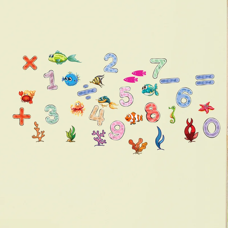 

Cartoon Fish Mathematics Number Home Decor for Kids Room Art PVC Vinyl Wall Sticker Newest Wall Decals Children Gifts