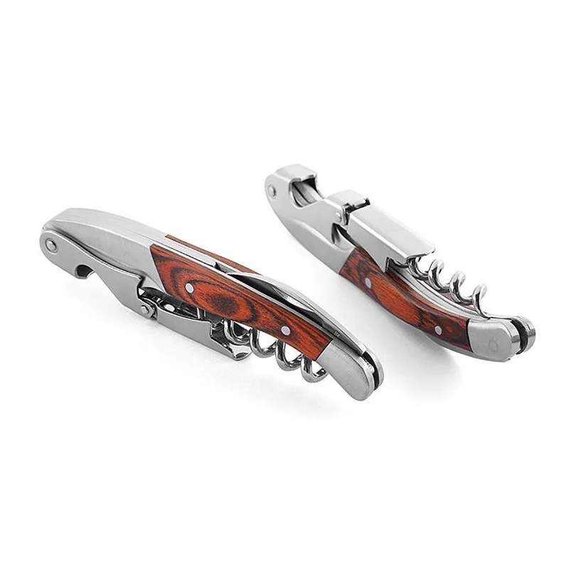 wine corkscrew Wine Corkscrew Multifunction Wooden Handle Stainless Steel Red Wine Bottle Opener Kitchen Accessories Cork Remover Beer Opener