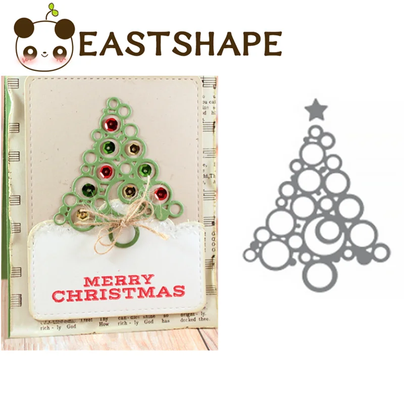 

Eastshape 2pcs Merry Christmas Tree Cutting Dies Embossing Stencil Card Decoration Paper Cards Deco Crafts Die Cut