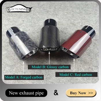 

1piece New model three layers exhaust pipe Forged Carbon For Akrapovic Muffler tailtip Twill Carbon Glossy black Stainless steel