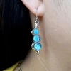 Mode perles boucles d'oreilles résine pierre bleu pierre de lune balancent longue bijoux charme argent couleur torsion crochet boucle d'oreille pour les femmes O5D408 ► Photo 3/5