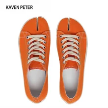 Женская обувь; модные повседневные женские холщовые тапочки с раздельным носком; слипоны на плоской подошве со шнуровкой; лоферы