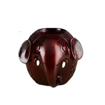 

Red Wood Color Elephant Pen Holder Figurine Home Decoration Lucky Elephant Ornament Resin Handcrafts Pen Storage Student Gifts