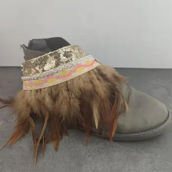 

Boho Shoes Chain Pompom Anklets Boots Heel Chain Punk Ankle Multilayer Tassels Foot Jewelry Girl Bracelet