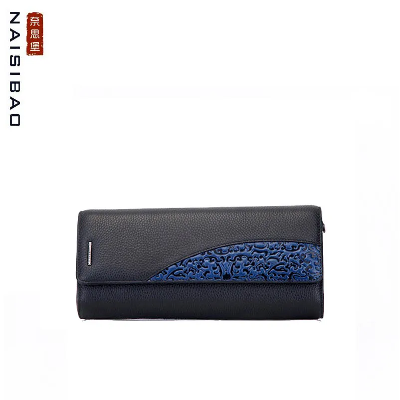 

NAISIBAO 2019 New women genuine leather wallets designer fashion embossing womens clutch bag leather Luxury Dinner Bag