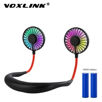 

VOXLINK Mini USB Portable Fan Neck Fan Neckband With 18650 Rechargeable Battery Small Desk Fans handheld Air Cooler Conditioner