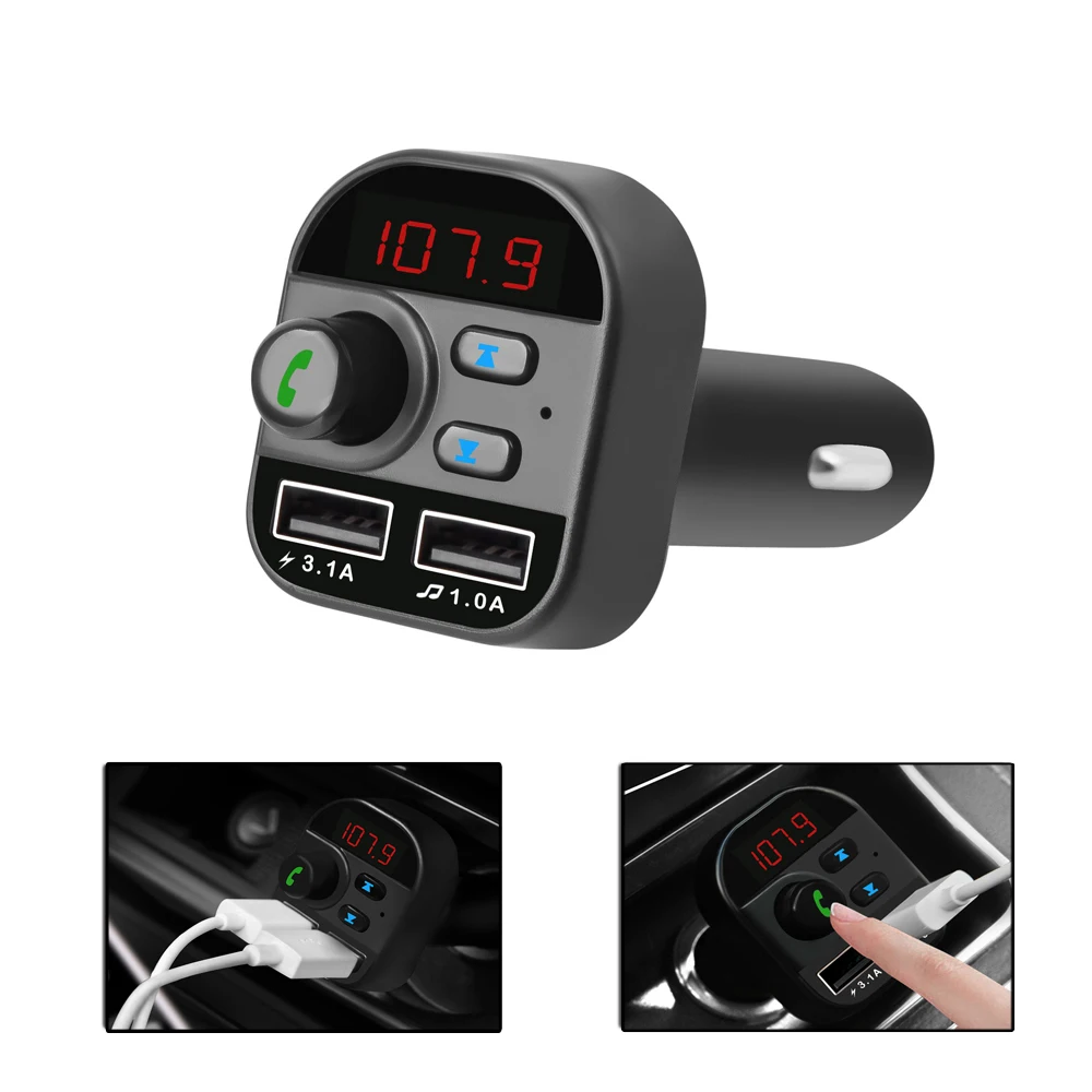 USB AUX Bluetooth 5,0, автомобильный беспроводной аудио плеер, приемник, комплект, fm-передатчик, ЖК-дисплей, цифровой преобразователь напряжения, USB зарядное устройство, mp3-плеер