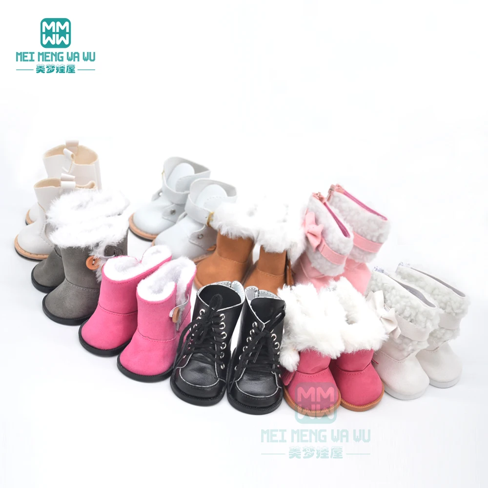 7.5*4.5cm Baby shoes for doll Thick woolen Boots fit 43 cm new born doll accessories and american for doll shoes doll accessories
