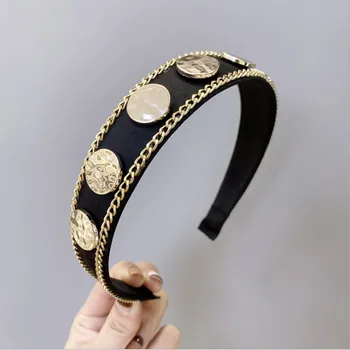 

High-end headbands fashion hair accessories women chain alloy temperament wide-brimmed hairband headband girl hair band headwear