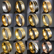 

Gold Color Men's 6/8MM Classic Cross Crystal Rings for Women Stainless Steel Chain Ring Unisex Jewelry Party Wedding Gift