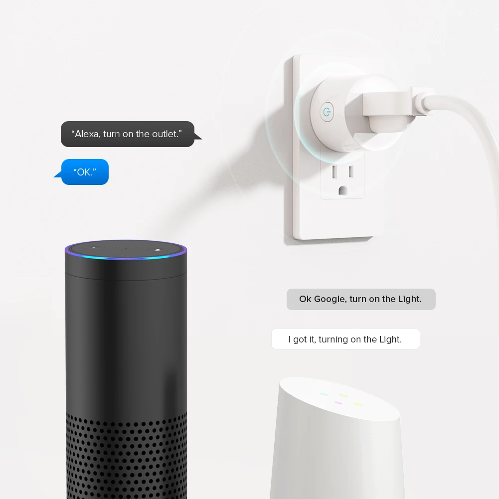 Koogeek Wi-Fi с Поддержкой Smart Plug совместимый Лучший USB порт настенное зарядное устройство адаптер AC120V стандарт США для Alexa США и Канады только
