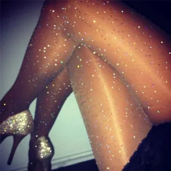 

Sexy Stocking Women Stretch Mesh Pantyhose Tights Woman Sexy Thin Bling Crystal Rhinestone Collant Femme Stockings Hosiery