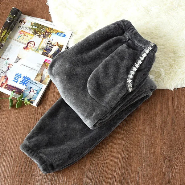 Женские пижамные штаны осень зима новые фланелевые спальные Брюки домашние штаны Женская одежда для отдыха толстые теплые штаны для сна Fdfklak - Цвет: deep gray