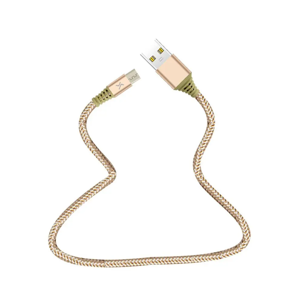 

2.1A Super Durable Nylon Braided Wire Metal Plug Data Sync Cable Fast Charging Data Phone Micro USB Cable Gold