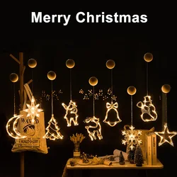 LED Christmas Decoration Sucker Lamp Snowman Christmas Tree Battery Lamp Ins Wind Window Display Battery  Box Shape Hanging Lamp