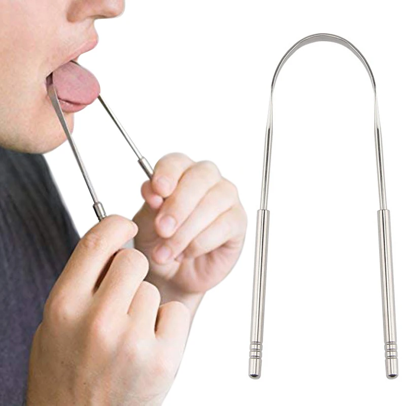 Stainless Steel Useful Tongue Scraper Cleaner Fresh Breath Cleaning Coated Tongue Oral Hygiene Care Tools