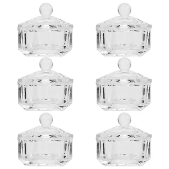 

6pcs Nail Art Glass Crystal Cups Practical Useful Durable Manicures Liquid Powder Glass Container Nail Art Tool Nail Accessory f