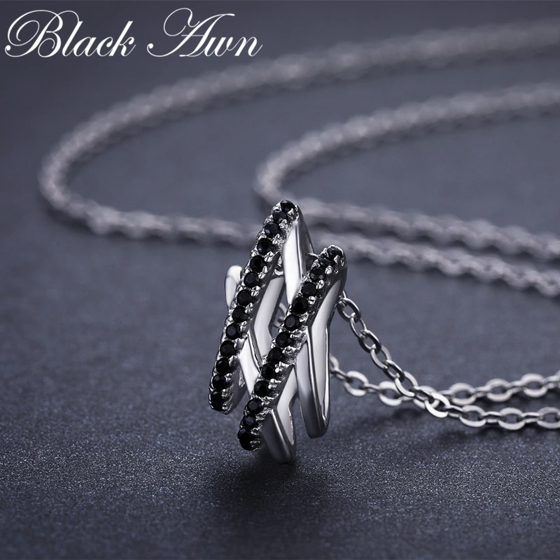 [BLACK AWN] Femme Silver Color Necklaces Pendants Women Jewelry Necklace Bijoux P198