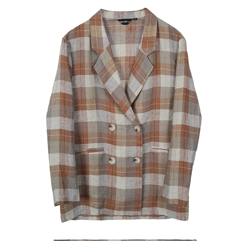 

S5192 Autumn New Style Shopping Mall Boutique Origional Design Simple Elegant Coat Solid Color Japanese-style Linen Suit