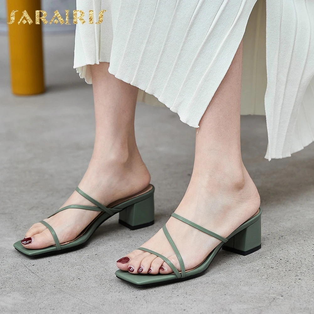 

Sarairis 2020 Hot New Arrivals Square Heels Summer Pumps Mules Women Shoes Slip On Concise Casual Shoes Woman Pumps Female