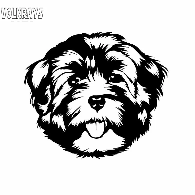 Volkrays personality Car Sticker Cute Animal Havanese Face Dog Breed accessories reflective Vinyl Decal Black/Silver 13cm*15cm | Автомобили