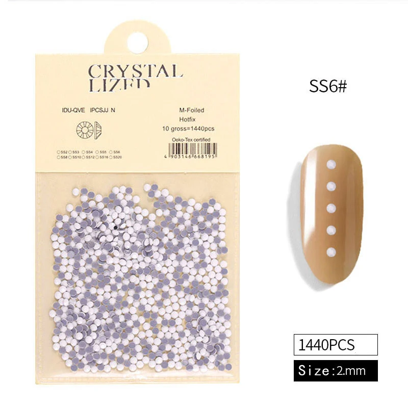 SS6-1440pcs 1 упаковка, фарфоровые белые 3D Стразы для дизайна ногтей, украшения, Блестящий Бриллиант, хрустальные украшения, аксессуары для маникюра - Цвет: SS6-1440pcs